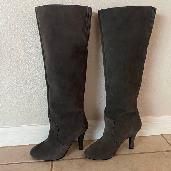 Colin Stuart Gray Suede Leather‎ Knee High Boots Size 6 - Picture 1 of 9